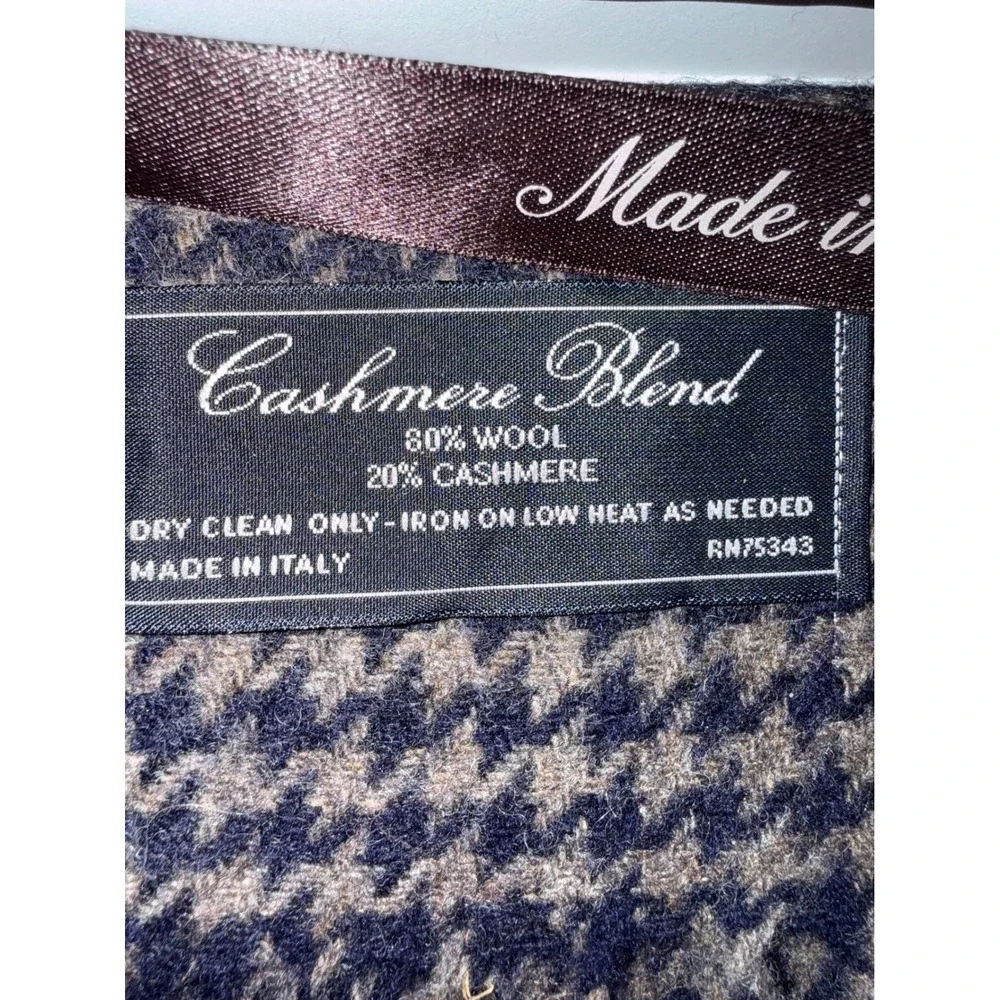 Linea Emmett Scarf Men OS Blue Brown NEW Cashmere Wool Houndstooth Made in Italy